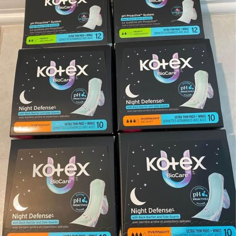 6 brand new Kotex biocare pads bundle set